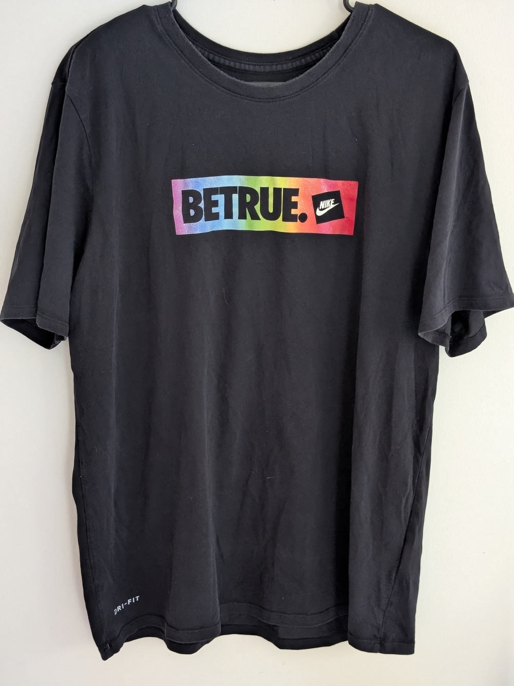 Nike Black 'BeTrue' Rainbow Logo Short Sleeve Tee